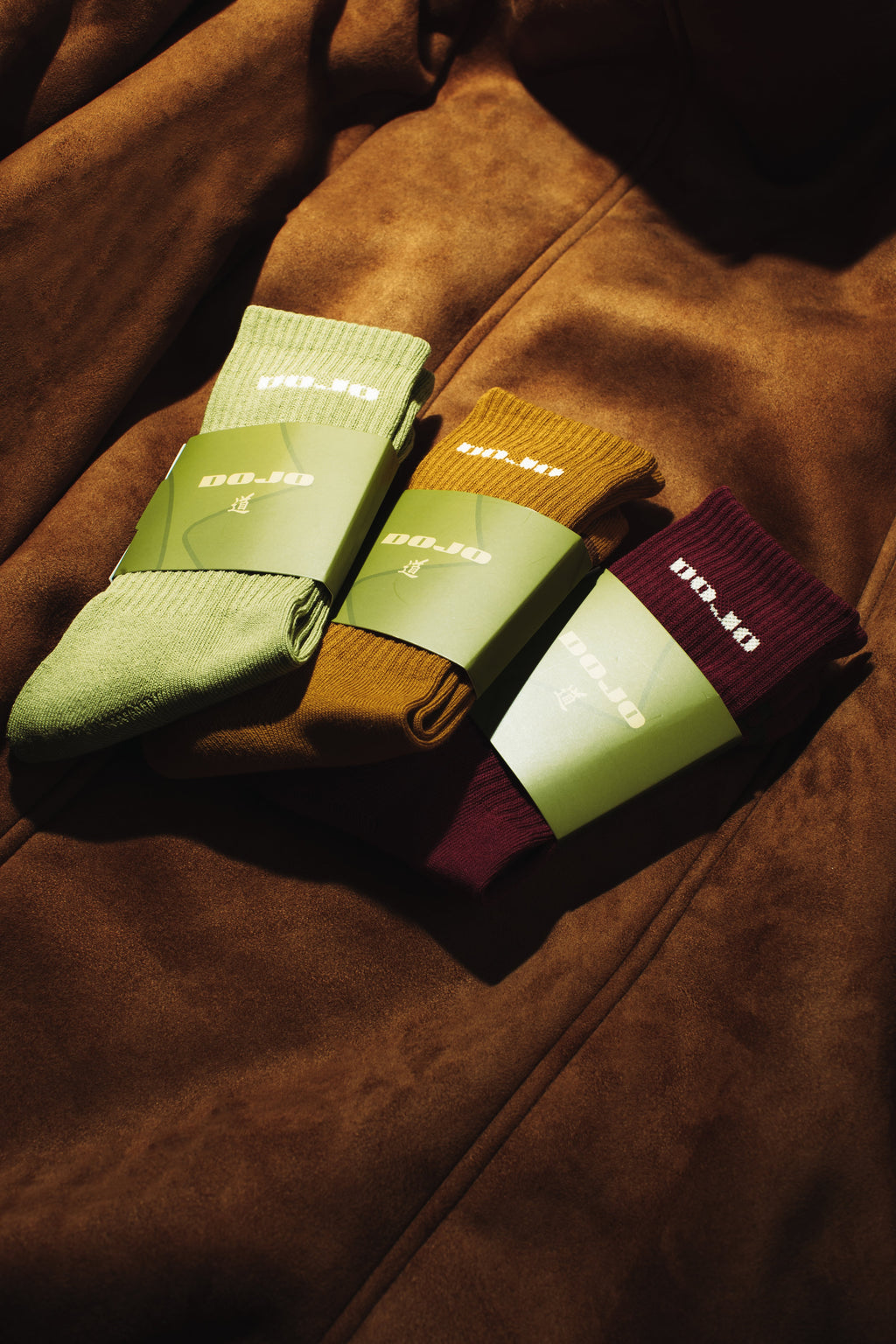 DOJO Core Collection 3-Pack premium minimalist crew socks bundle flat lay