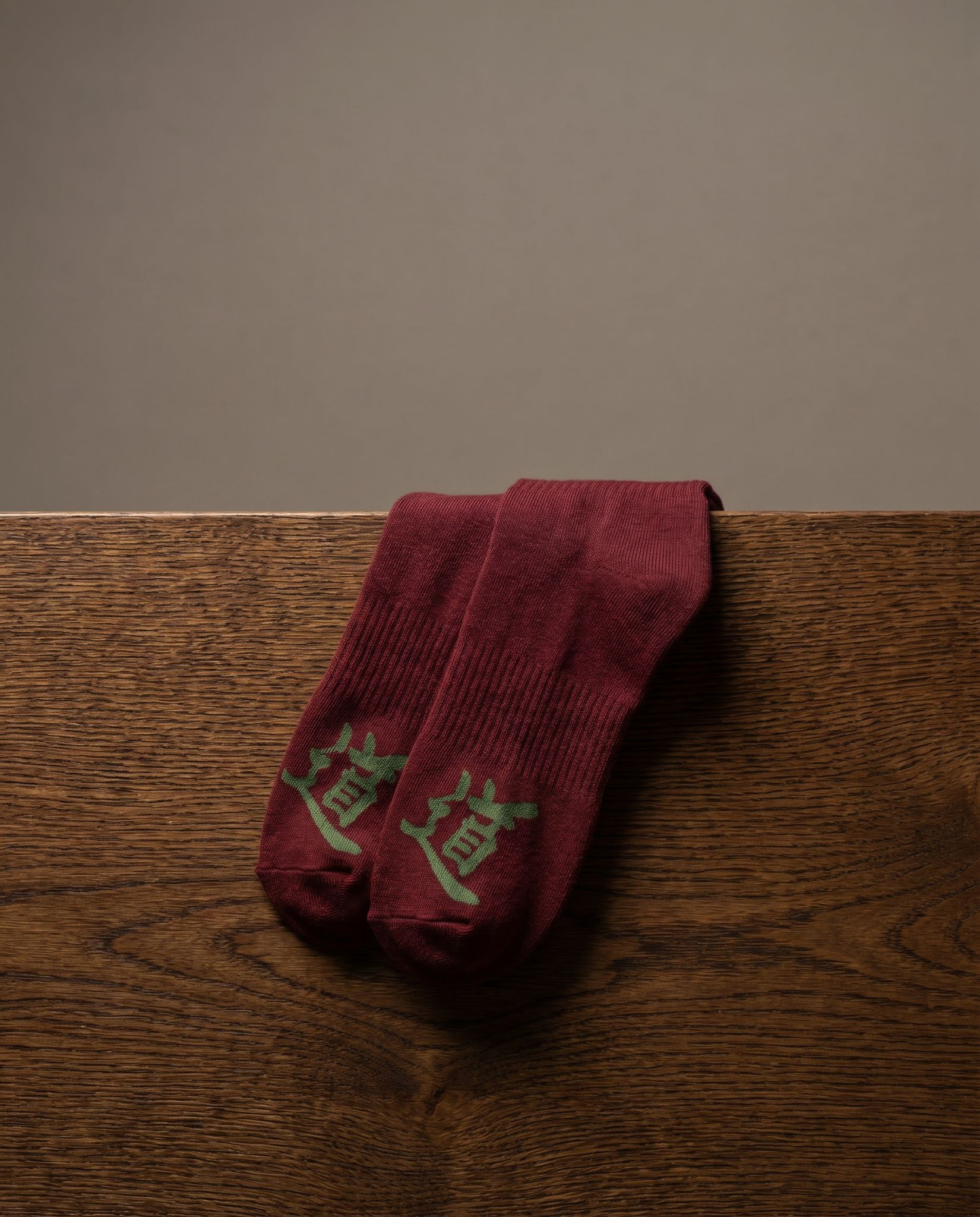 DOJO DJS1 AKA Red Earth premium cotton blend crew socks lifestyle shot
